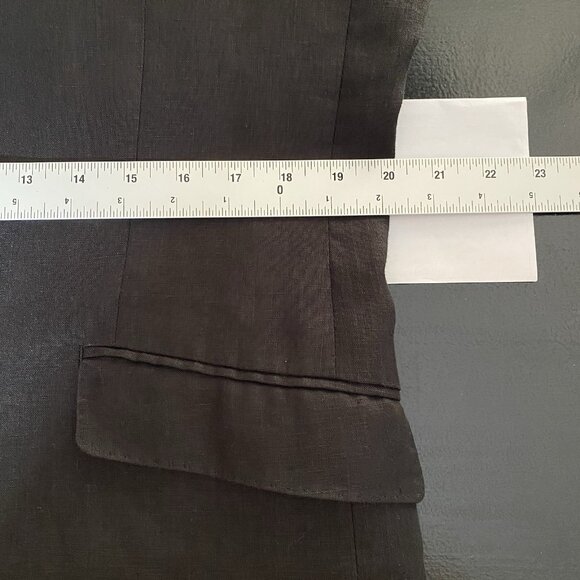 H&M 100% Linen Sport Coat 42R Black Ticket Pocket Blazer Two Button Dual Vent - Picture 13 of 16